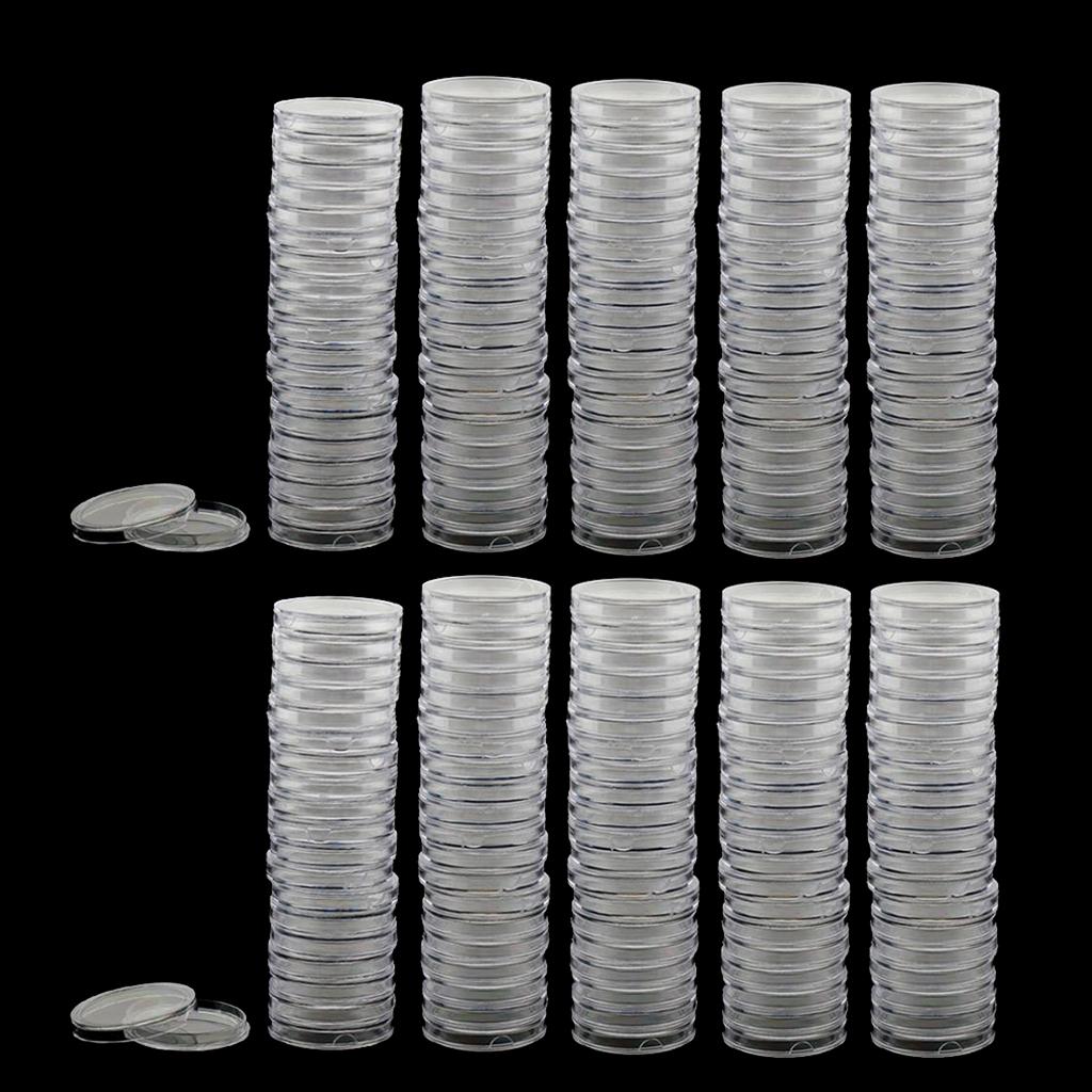 200pcs Clear Round Plastic Coin Capsules Container Storage Holder Case 38mm