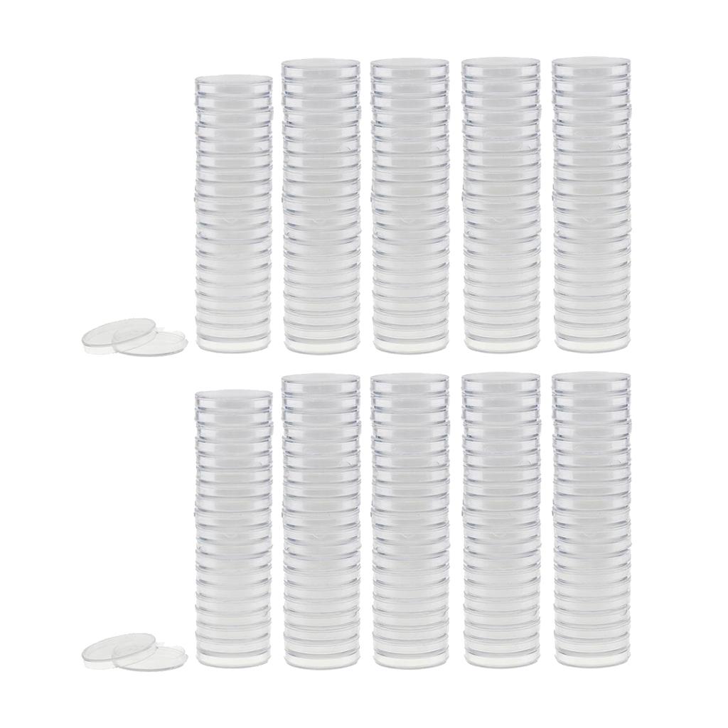 200pcs Clear Round Plastic Coin Capsules Container Storage Holder Case 38mm