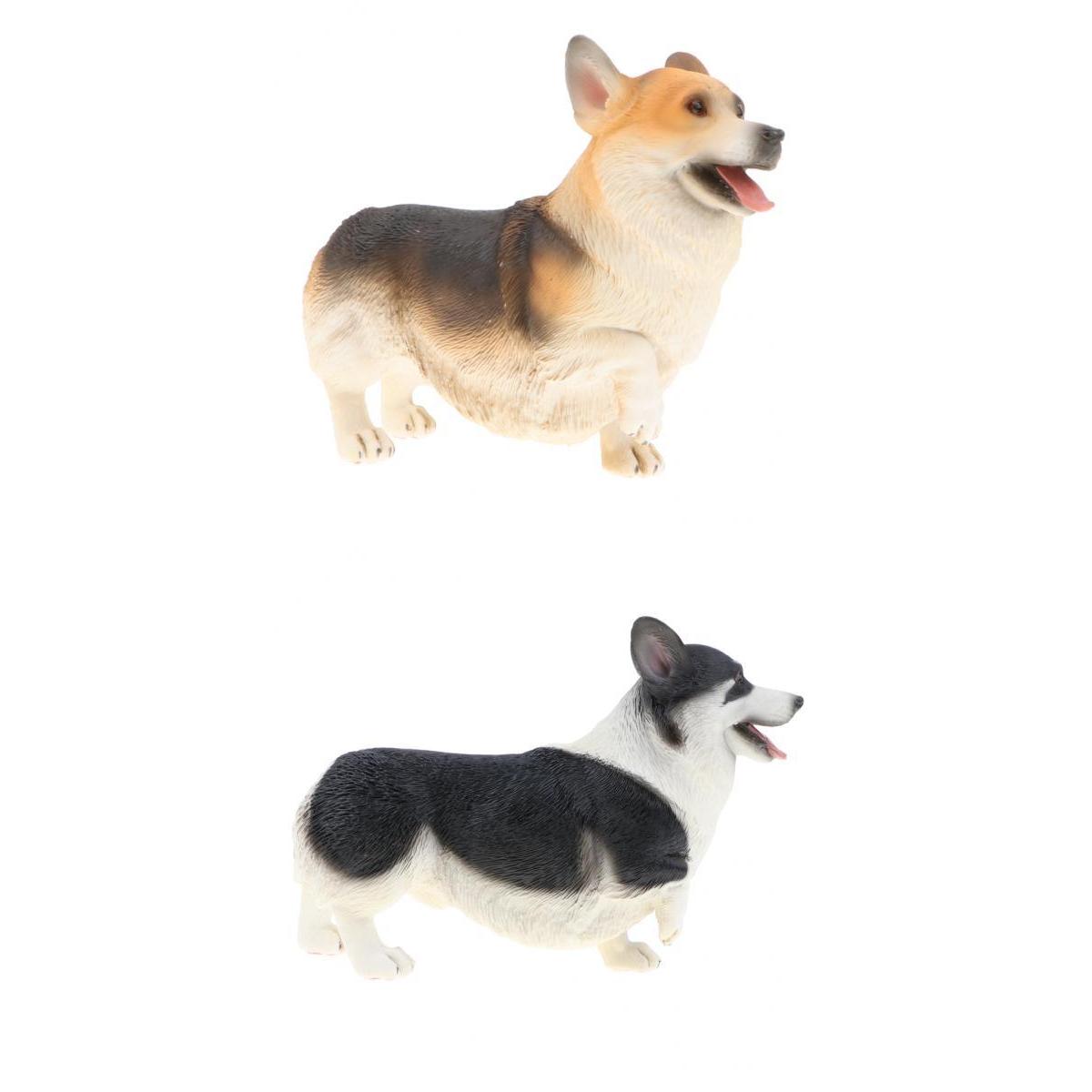2pcs Simulation Wild Animal Model Figure Toys Figurine Home Decor Corgis Dog