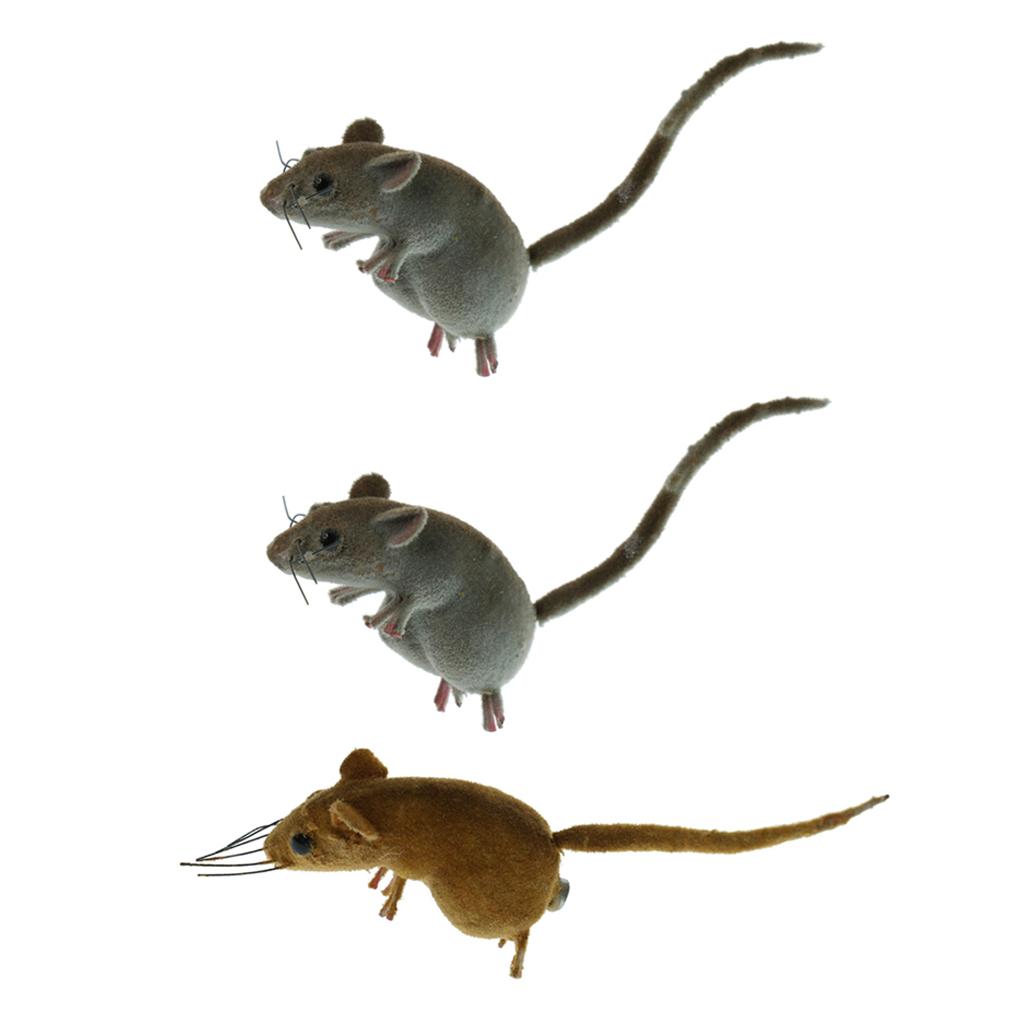 3x Realistic Mouse Animal Ornament Fridge Magnet Mice Toys Pot Hanger Decor