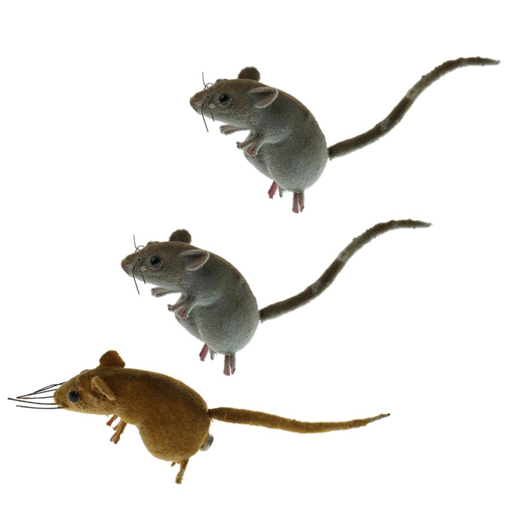 3x Realistic Mouse Animal Ornament Fridge Magnet Mice Toys Pot Hanger Decor