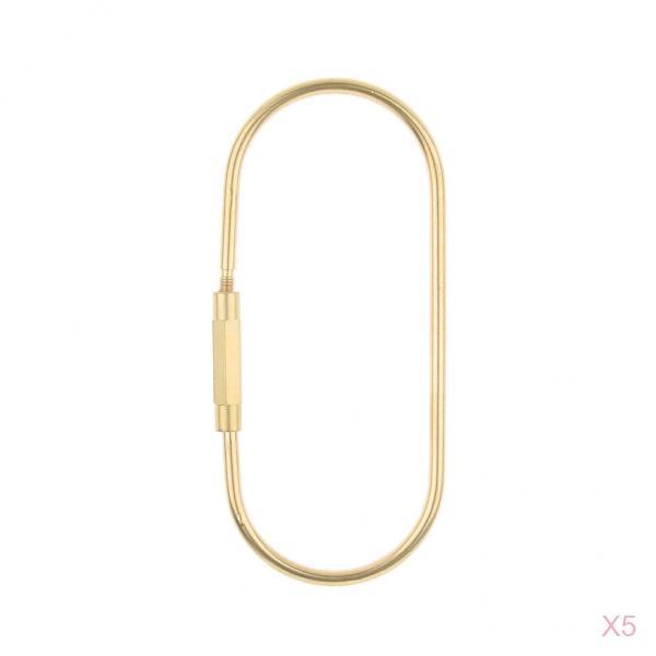 5 Pieces Brass Screw Lock Keychain Ring Clip Tool Hook Clasp O shape