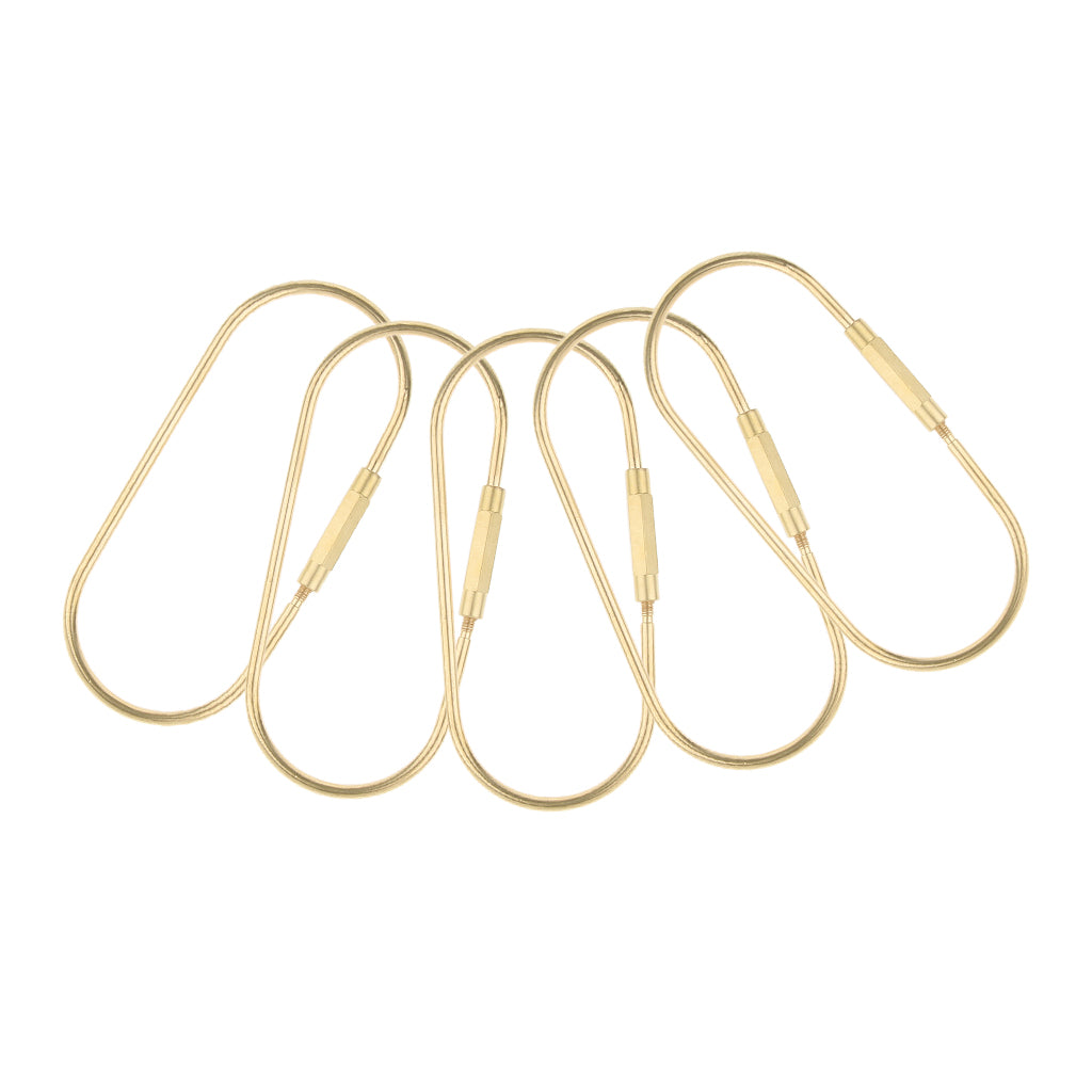 5 Pieces Brass Screw Lock Keychain Ring Clip Tool Hook Clasp O shape