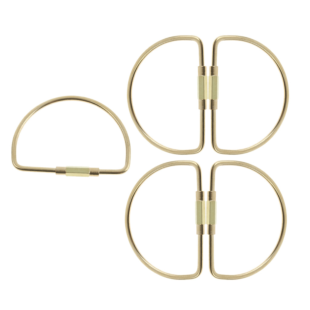 5 Pieces Brass Screw Lock Keychain Ring Clip Tool Hook Clasp D shape