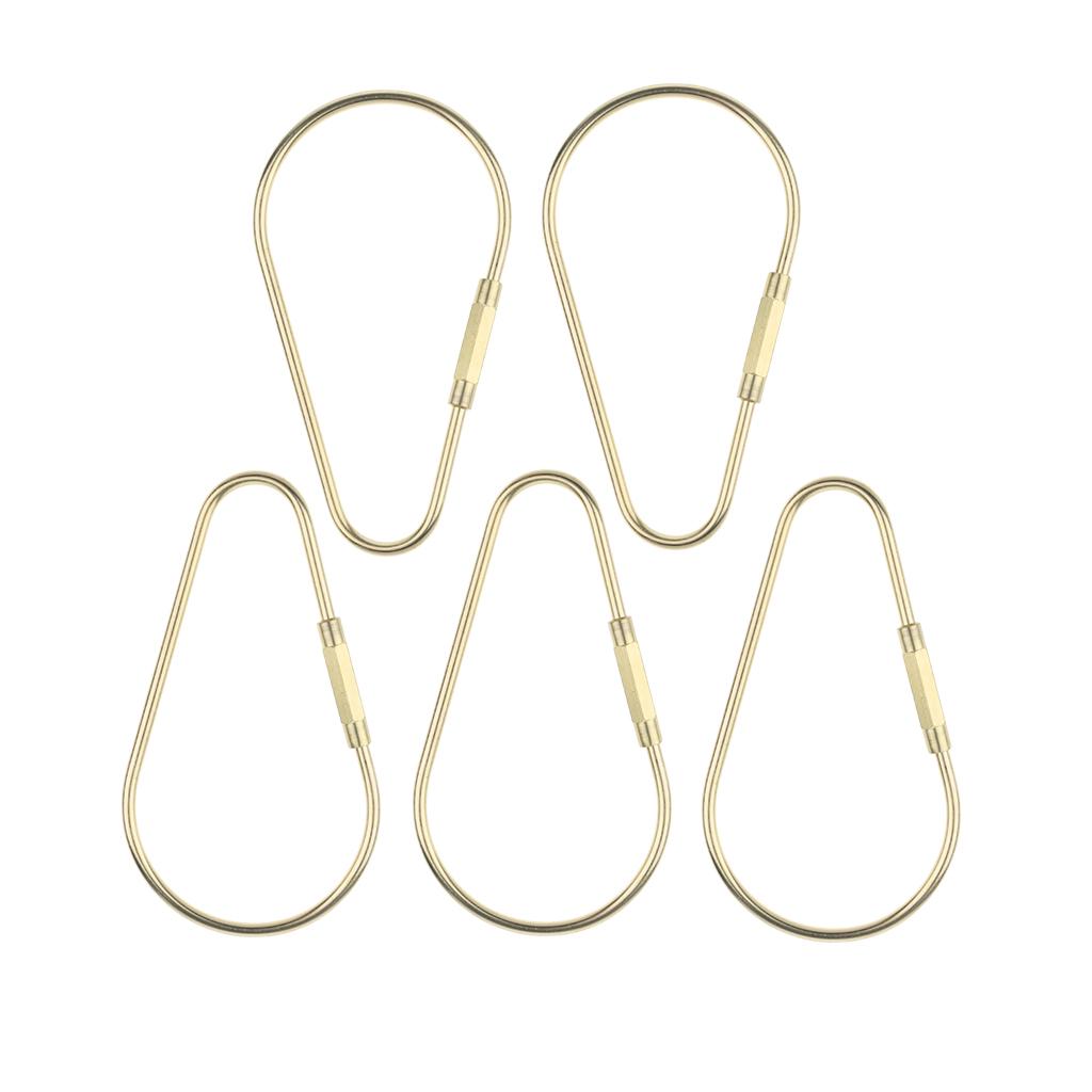 5 Pieces Brass Screw Lock Keychain Ring Clip Tool Hook Clasp Big A shape