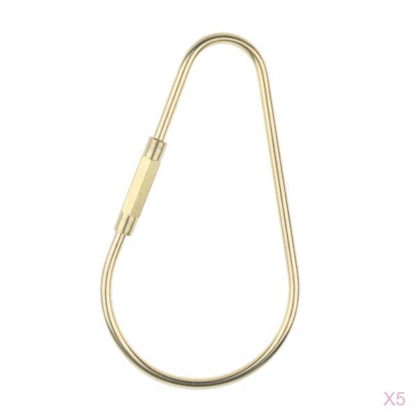 5 Pieces Brass Screw Lock Keychain Ring Clip Tool Hook Clasp Big A shape