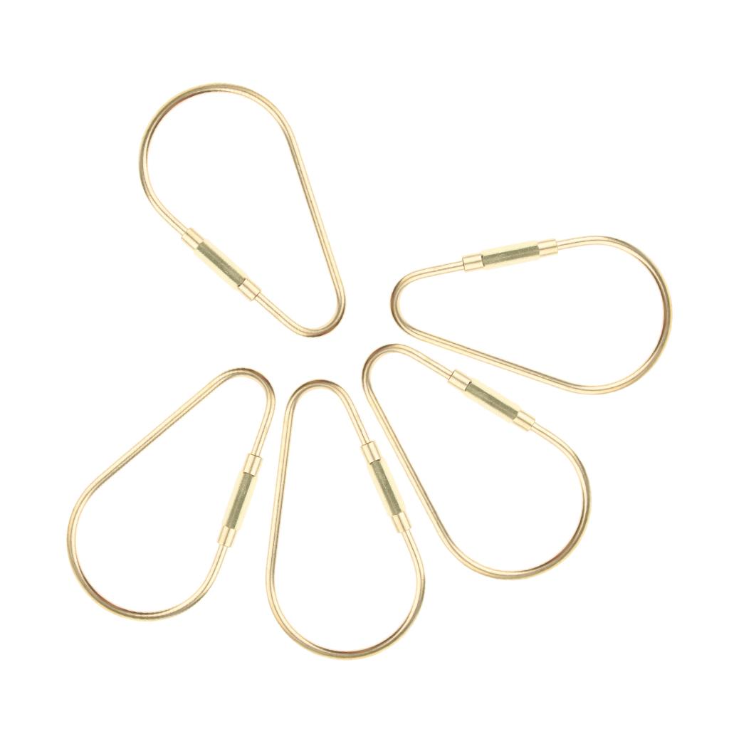 5 Pieces Brass Screw Lock Keychain Ring Clip Tool Hook Clasp Small A shape