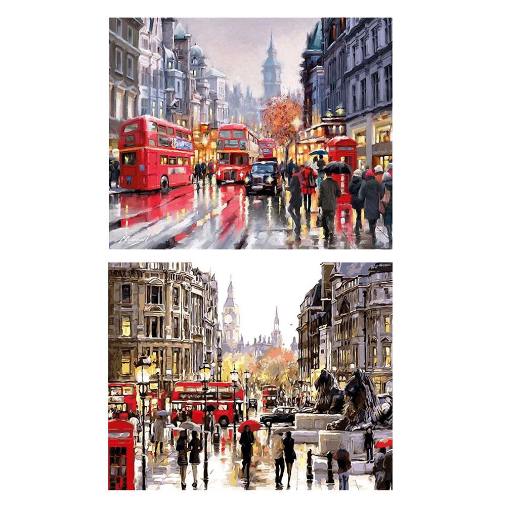 2 Sets Frameless DIY Acrylic Painting By Number Kit Canvas Art Painting