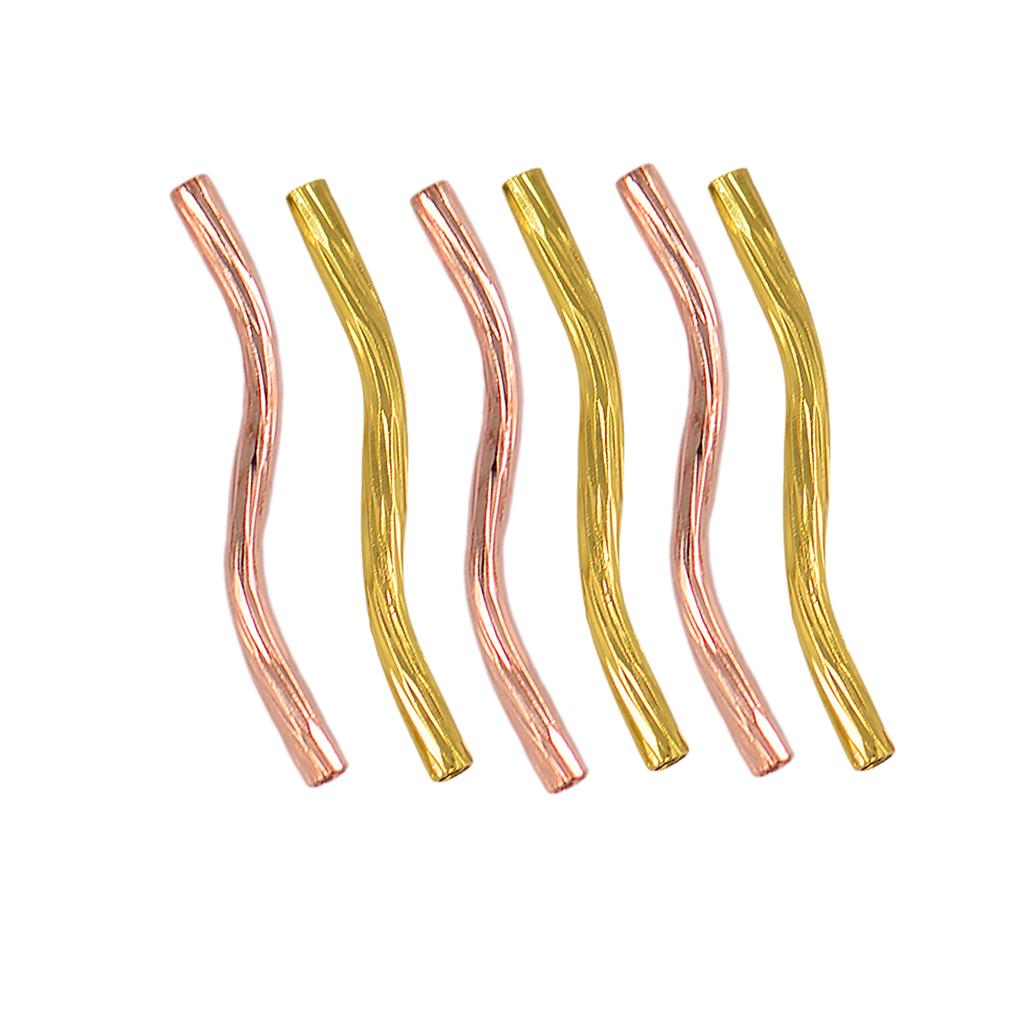 100 Pcs Engraved Pattern Tube Swirl Noodle Brass Beads DIY Jewelry 24mm