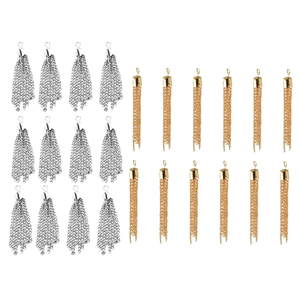 24Pcs Tassel Pendant Necklace DIY Craft For Jewelry Making Light Gold&Silver