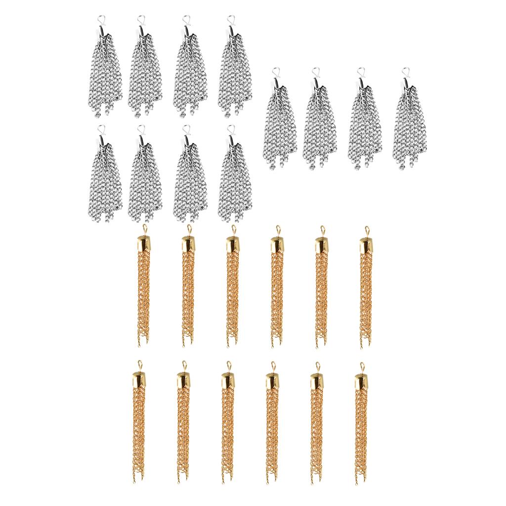 24Pcs Tassel Pendant Necklace DIY Craft For Jewelry Making Light Gold&Silver