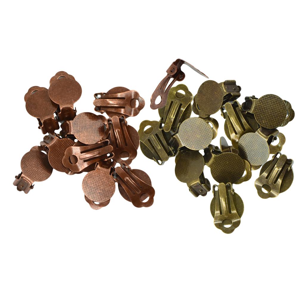 24x Clip On Earring with Pad for Gluing Finding Jewelry Making Bronze&Copper