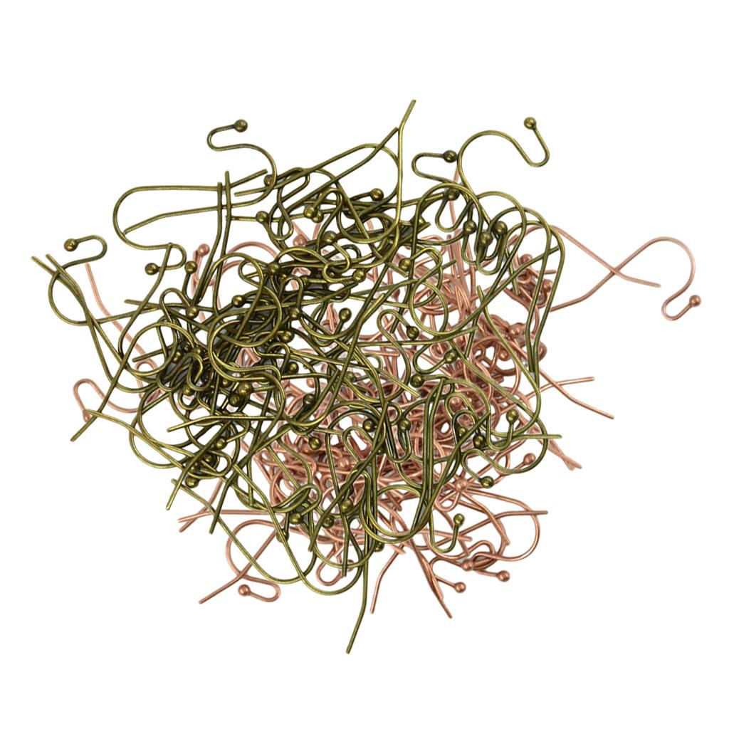 200x Brass French Wire Dot Ball Earring Hook Dangle DIY Making Bronze&Copper