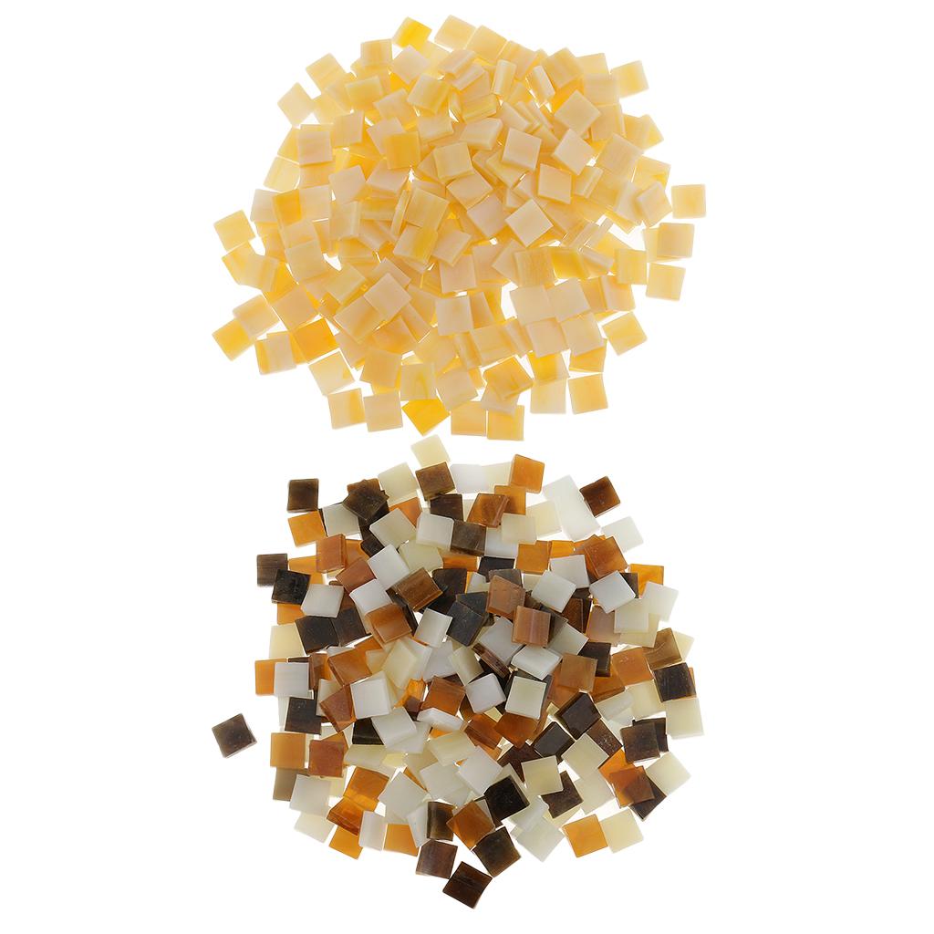 500Pieces Vitreous Glass Mosaic Tiles for Arts DIY Crafts Light Orange&Brown