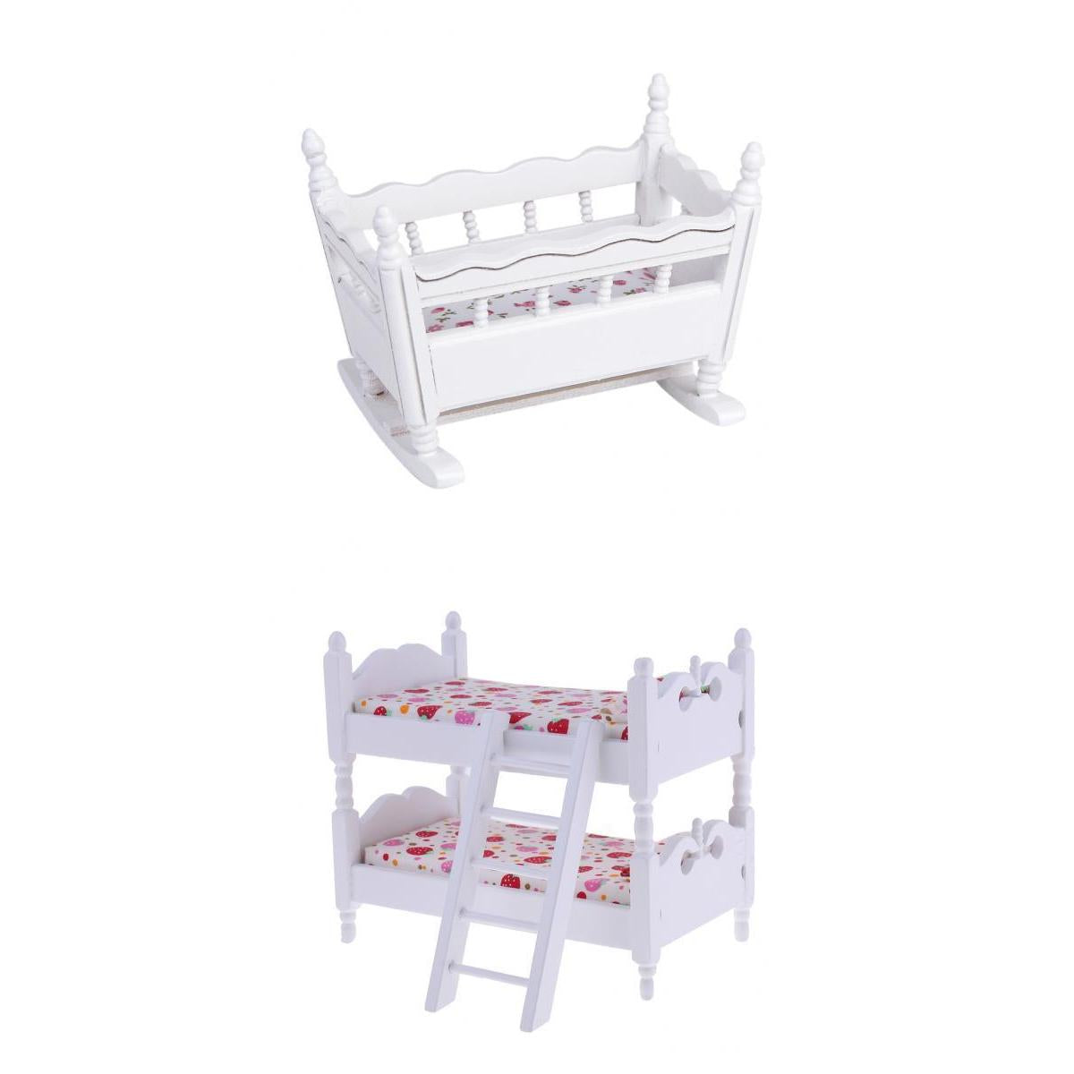 1/12 Dollhouse Miniature Furniture Children Bunk Bed Baby Cradle Bedroom