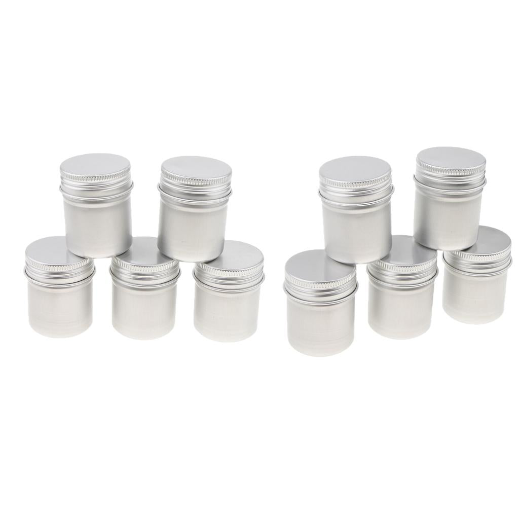 10x50ML PCS Aluminum Cans Pots Screw Lids Cream Tea Powder Wax Jar Container