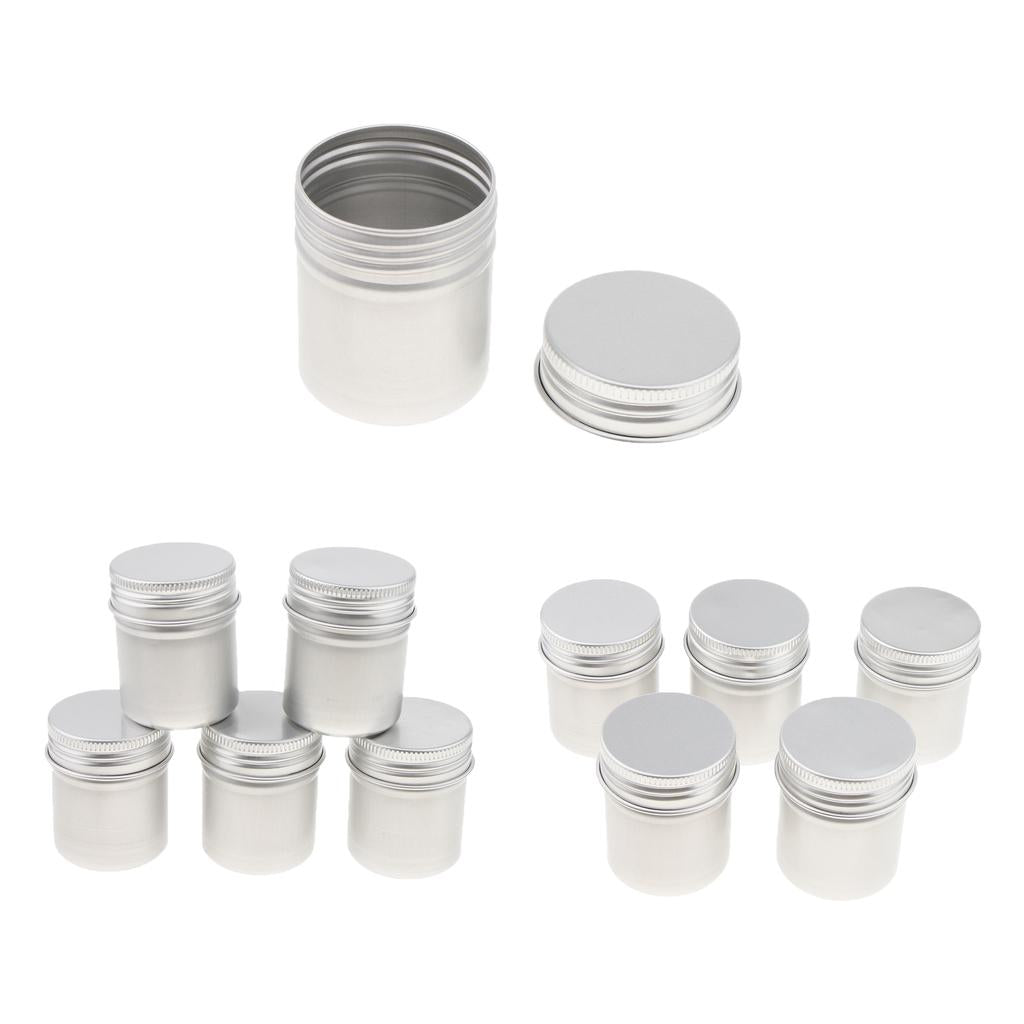 10x50ML PCS Aluminum Cans Pots Screw Lids Cream Tea Powder Wax Jar Container