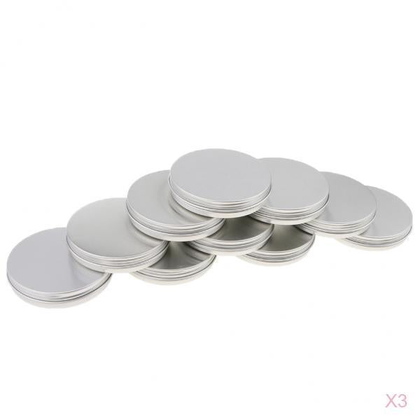 30PCS Aluminum Empty Tin Jars Screw Lids Can Pots Cream Lip Balm Containers