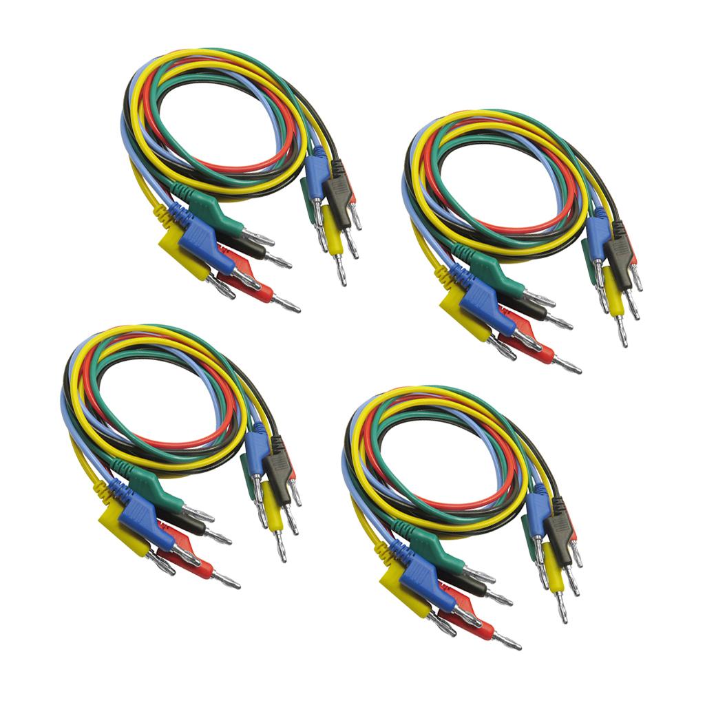 20 Pieces 4mm Banana to Banana Plug Test Cable Lead for Multimeter 5 Colors
