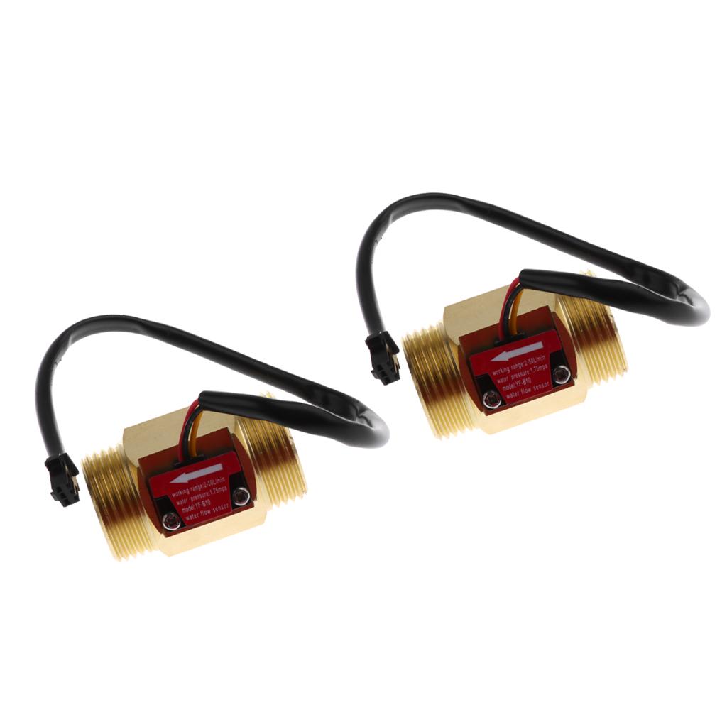 2 Pieces G1 Hall Effect Liquid Water Flow Sensor Switch Flow Meter"