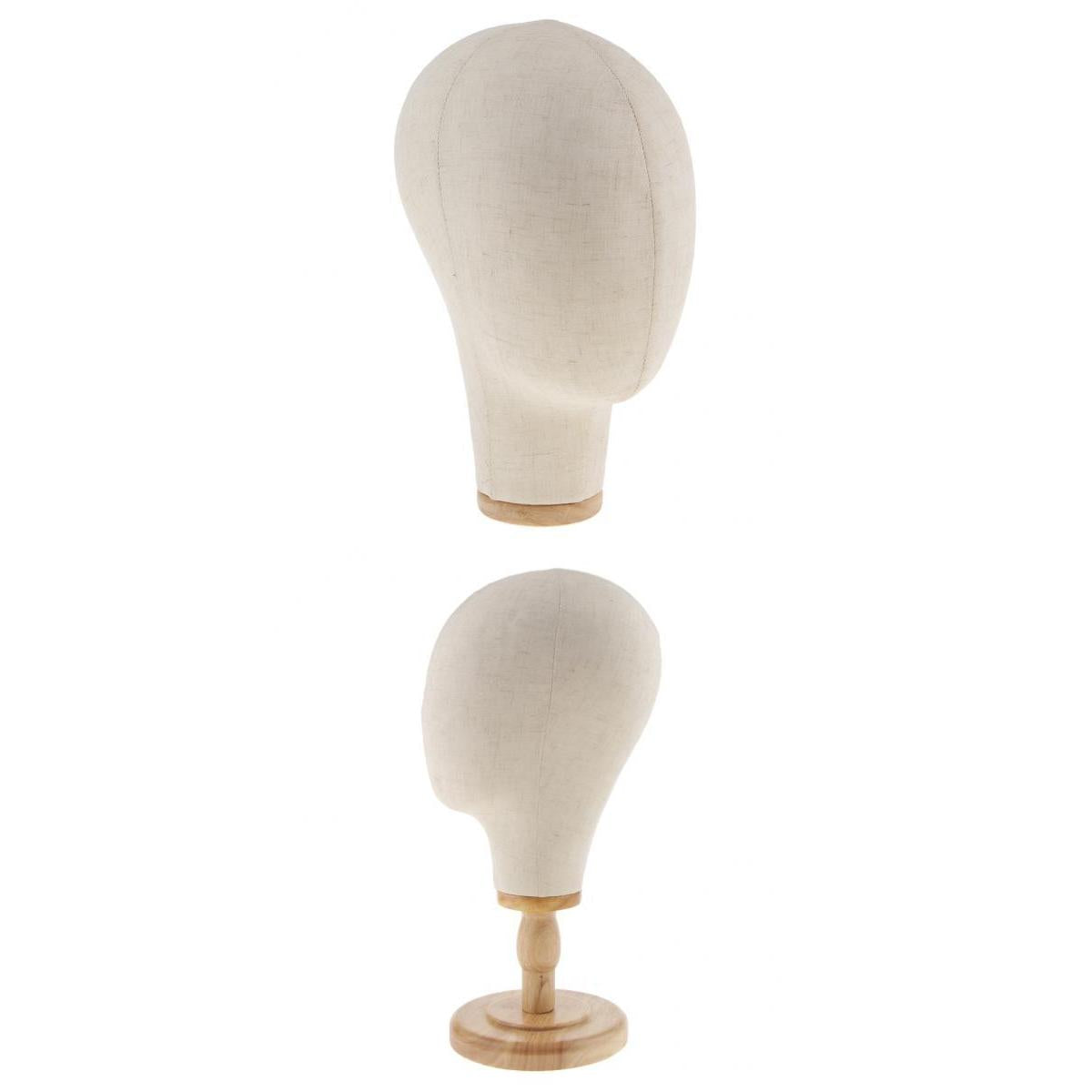 2x 21 Canvas Block Mannequin Head Wig Hat Making Display Holder with Stand"