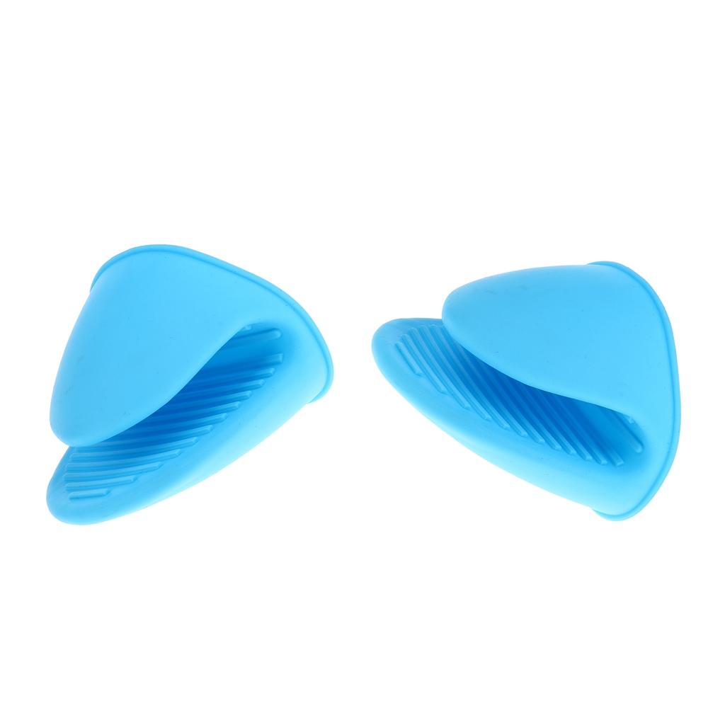 2 Pieces Silicone Hot Pot Holder Oven Grip Pinch Mitts Finger Tab Protector