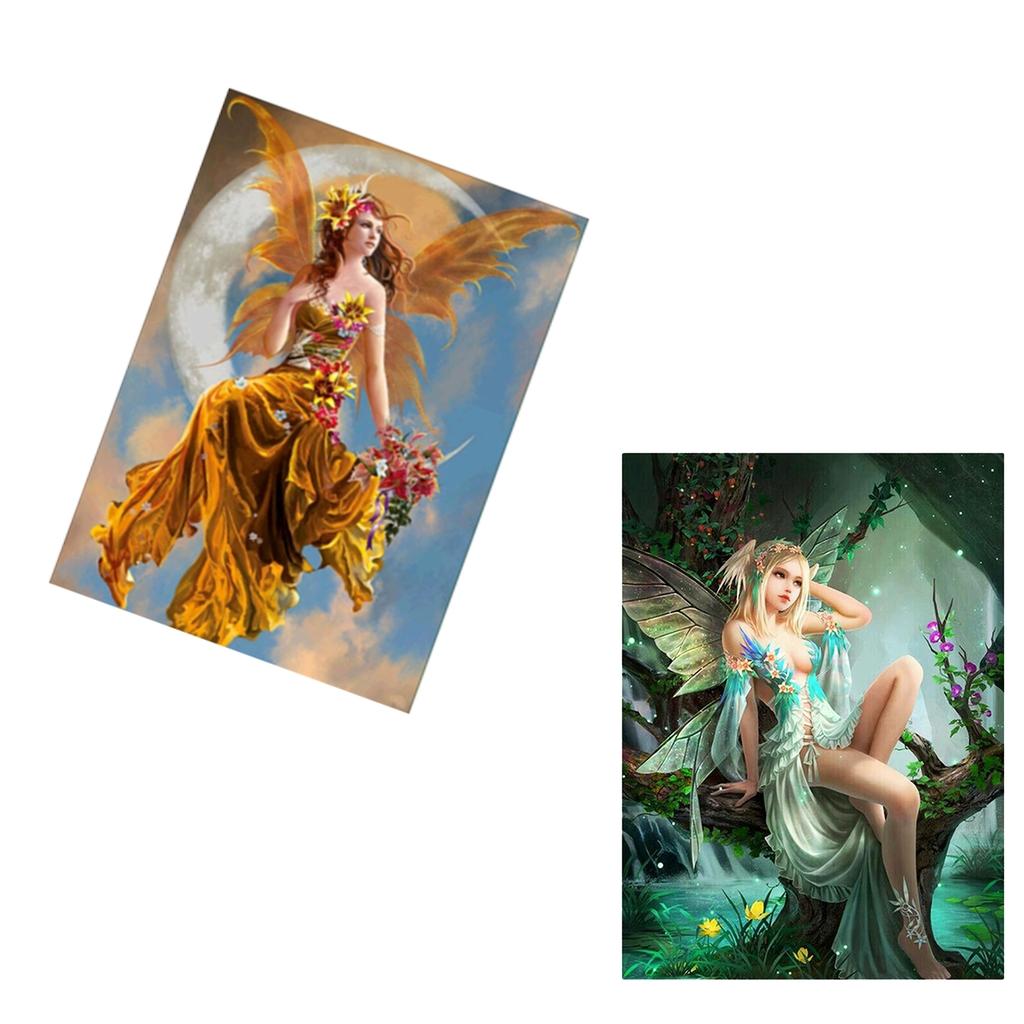 2pcs 5D Diamond Painting Embroidery Picture for Wall Decoration Flower Fairy