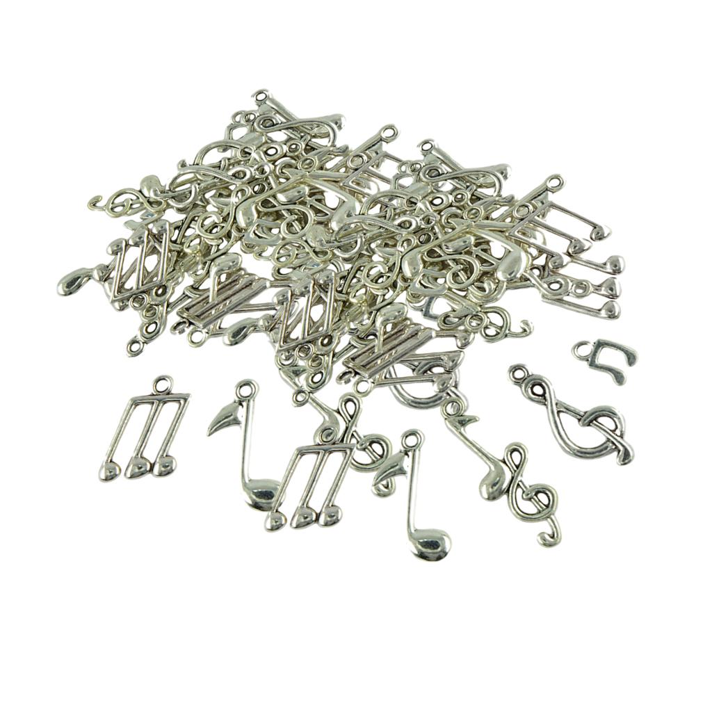 80 Pieces Tibetan Silver Mixed Musical Note Symbol DIY Charms Pendants