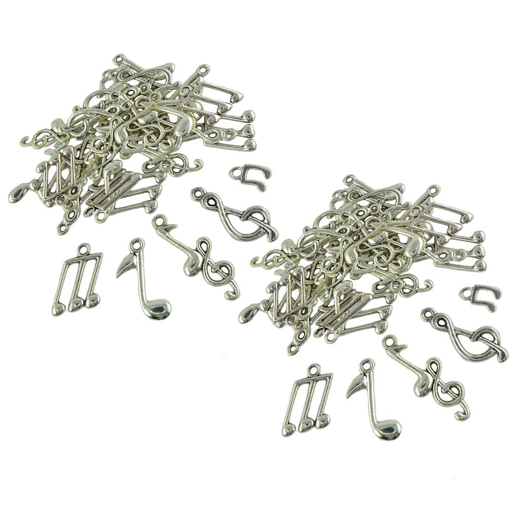 80 Pieces Tibetan Silver Mixed Musical Note Symbol DIY Charms Pendants