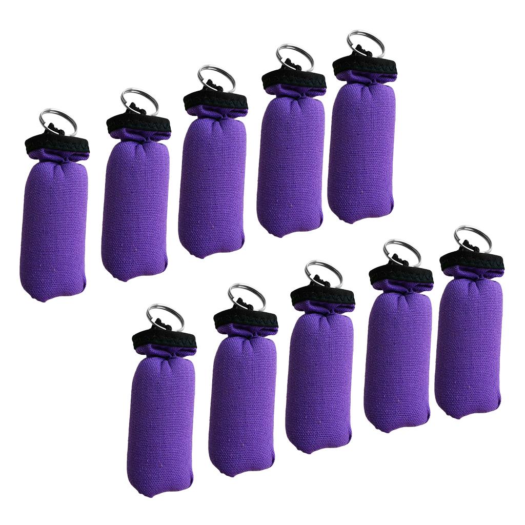 10 Pieces Cylinder Floating Keyring for Marine Boat Yacht Sailing Purple
