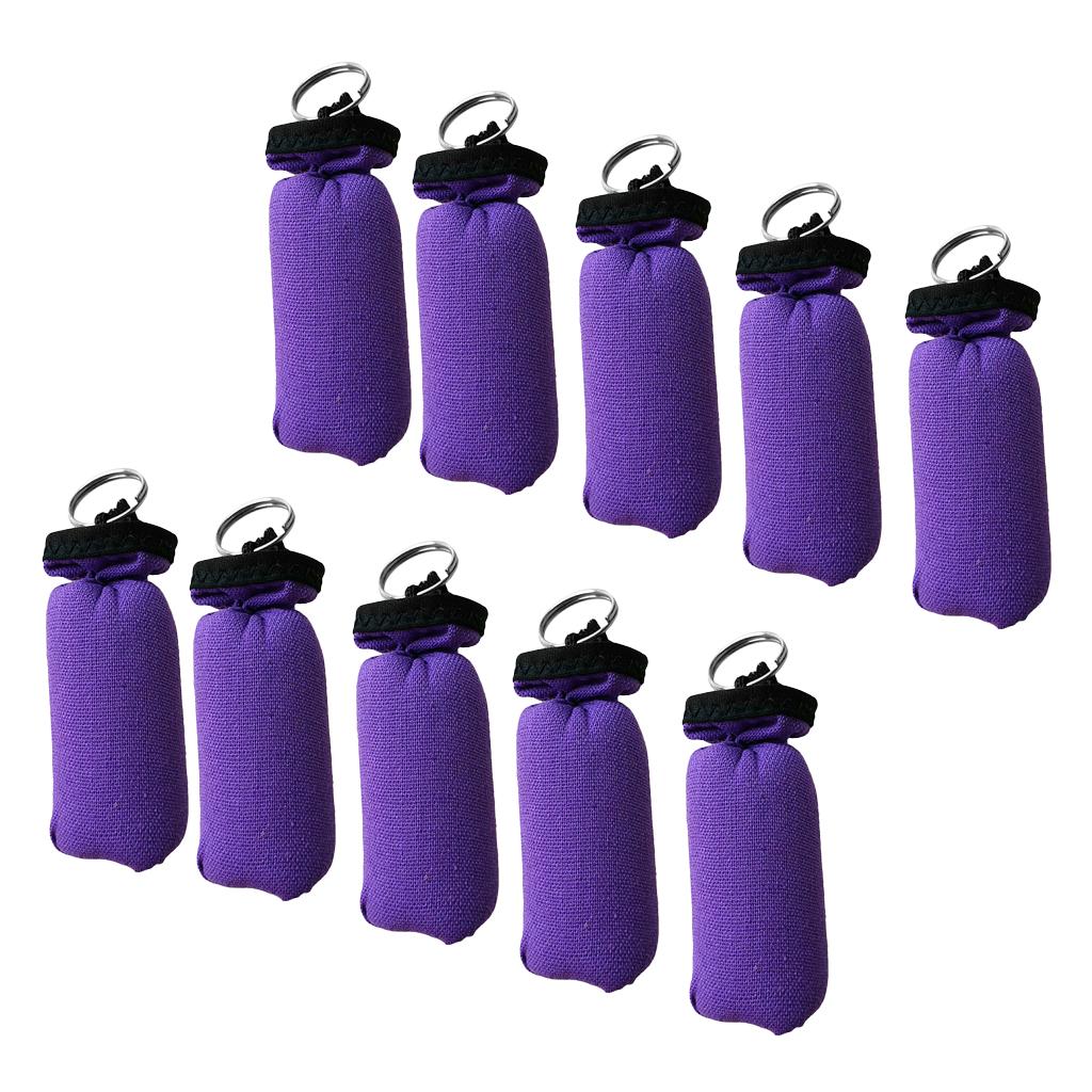 10 Pieces Cylinder Floating Keyring for Marine Boat Yacht Sailing Purple