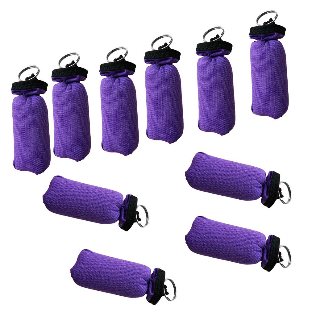 10 Pieces Cylinder Floating Keyring for Marine Boat Yacht Sailing Purple