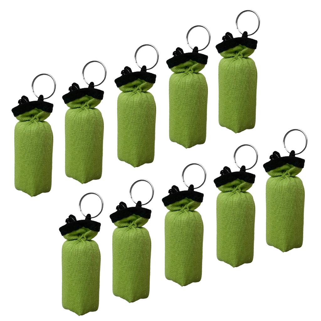 10 Pieces Cylinder Floating Keyring for Marine Boat Yacht Sailing Green