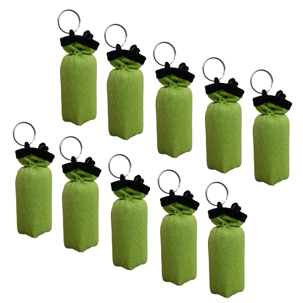 10 Pieces Cylinder Floating Keyring for Marine Boat Yacht Sailing Green