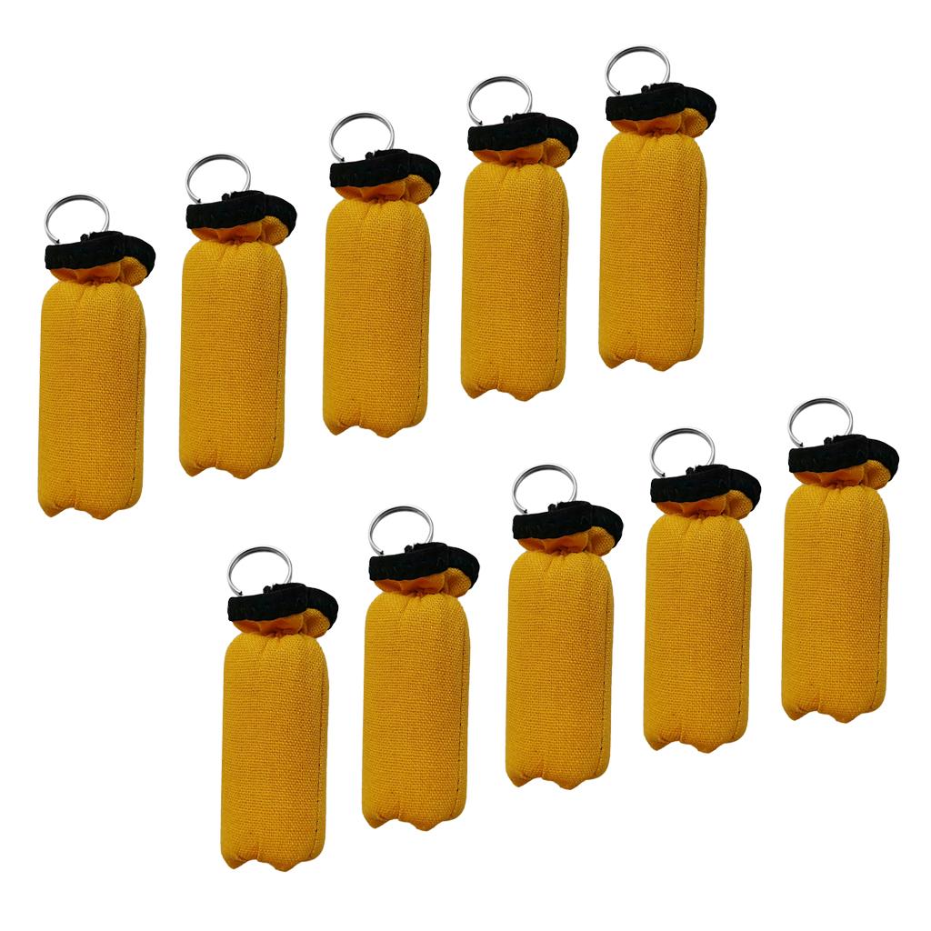 10 Pieces Cylinder Floating Keyring for Marine Boat Yacht Sailing Yellow