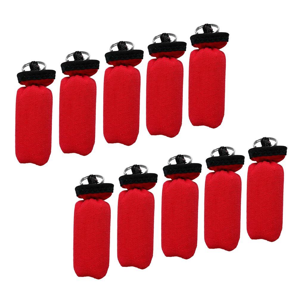 10 Pieces Cylinder Floating Keyring for Marine Boat Yacht Sailing Red