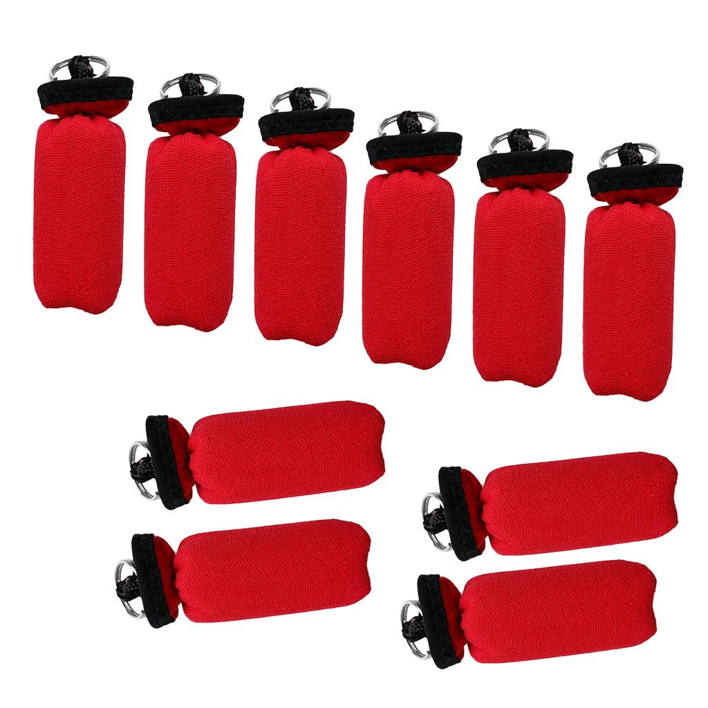 10 Pieces Cylinder Floating Keyring for Marine Boat Yacht Sailing Red