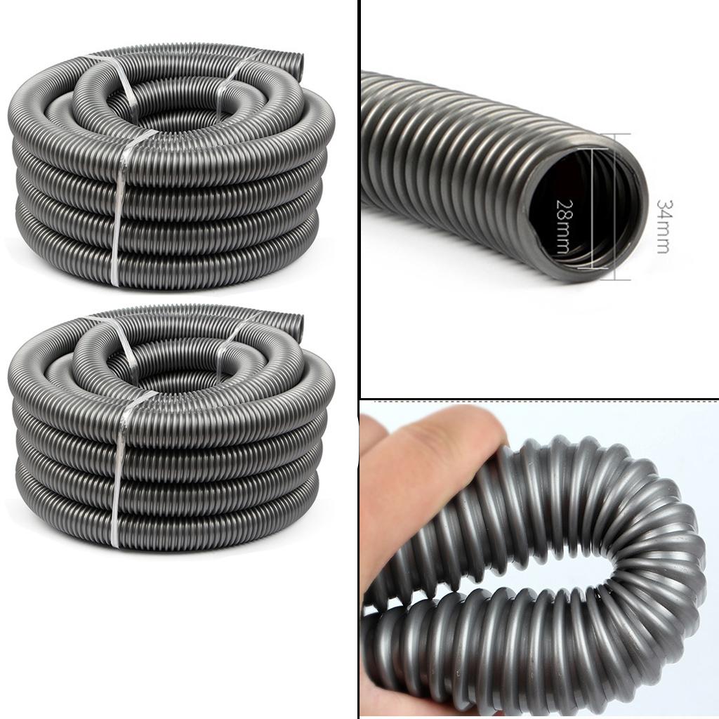 2 pcs Universal Plastic Vacuum Hose Spiral Corrugated Pipe 28mm Inner Dia.