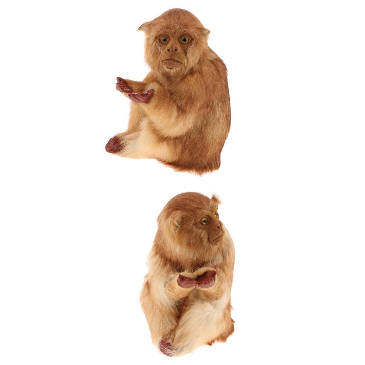 2pcs Lifelike Kneeling Monkey Statue Indoor Outdoor Ornament Model Figure