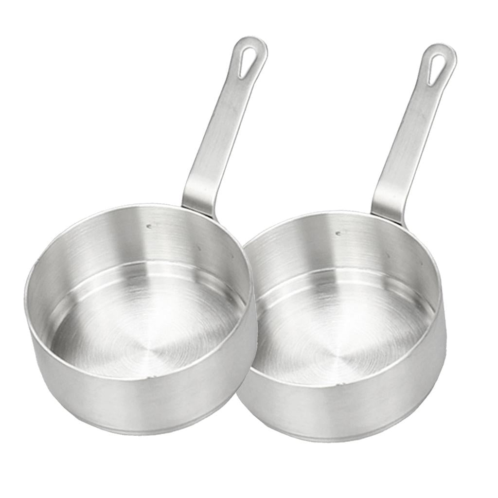 2 Pack Stainless Steel Mini Sauce Pan Nonstick Milk Pan Kitchen Tools 100ml
