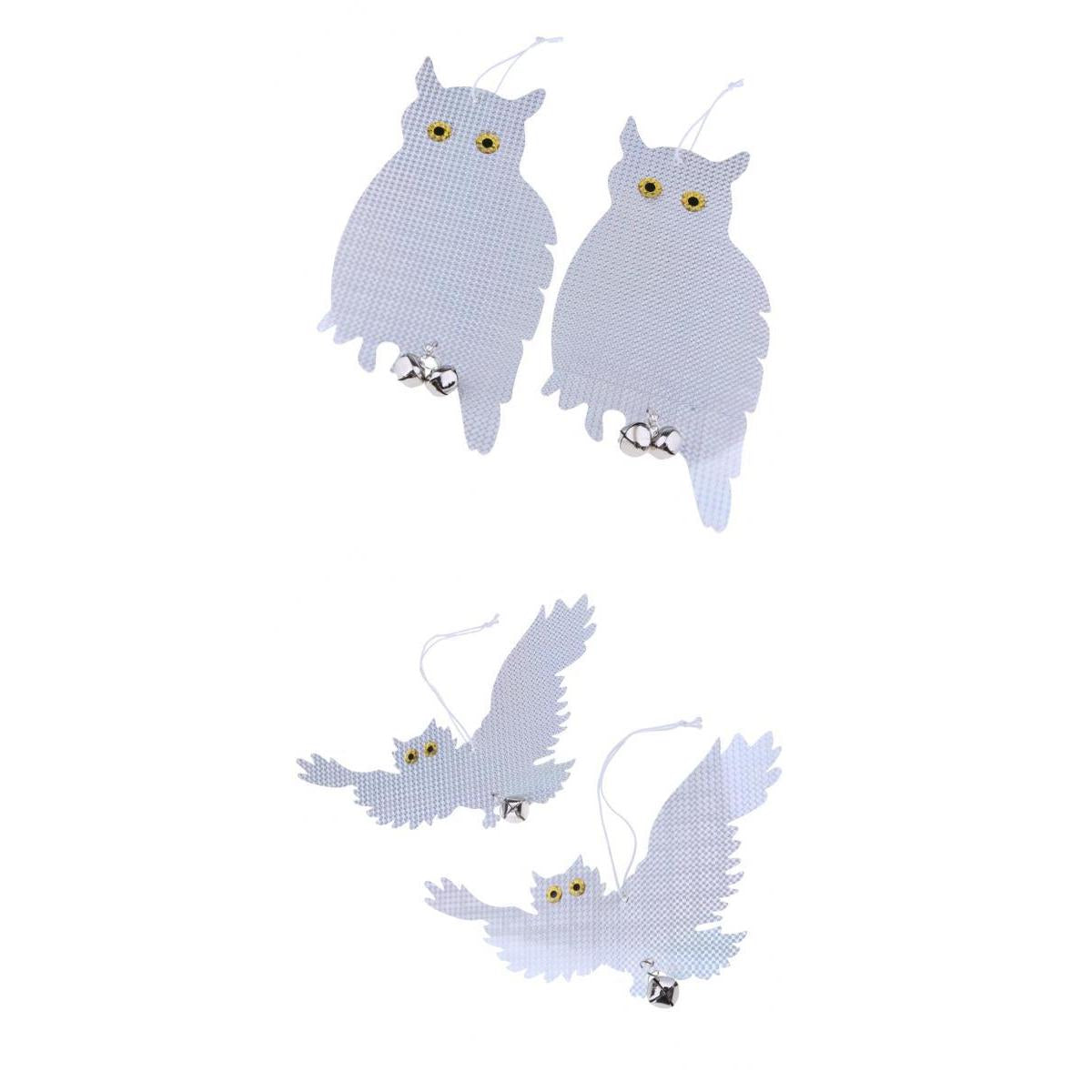 2 Pair Reflective Flying Owl Decoy & Bird Repellent Scarecrow Bird Deterrent