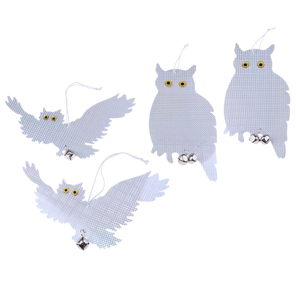 2 Pair Reflective Flying Owl Decoy & Bird Repellent Scarecrow Bird Deterrent