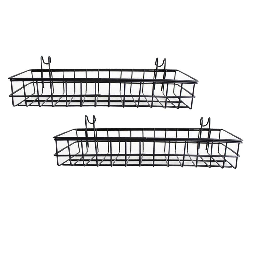 2 Pieces Wall Mounted Storage Basket Shelves Holder Bathroom Home Decoration