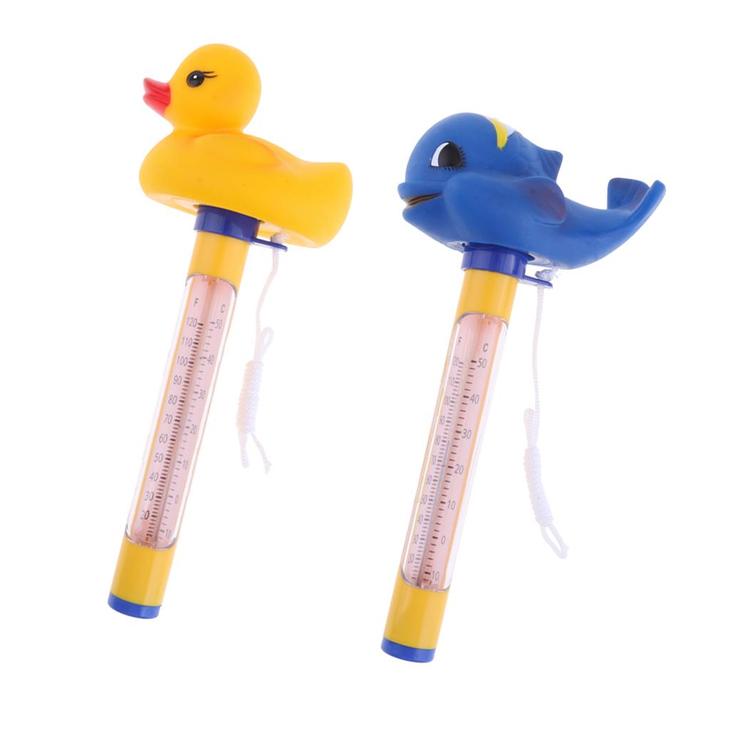 2 Pcs Pool & Spas Thermometer Set Floating Water Temperature with Rope
