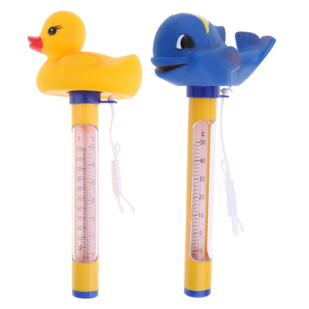 2 Pcs Pool & Spas Thermometer Set Floating Water Temperature with Rope