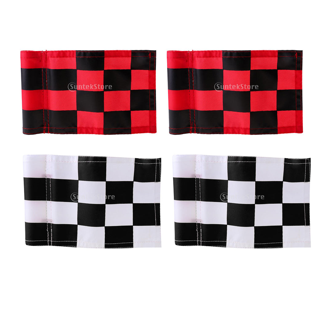 4pcs Golf Practicing Training Nylon Putting Green Solid Chequered Flag Flags