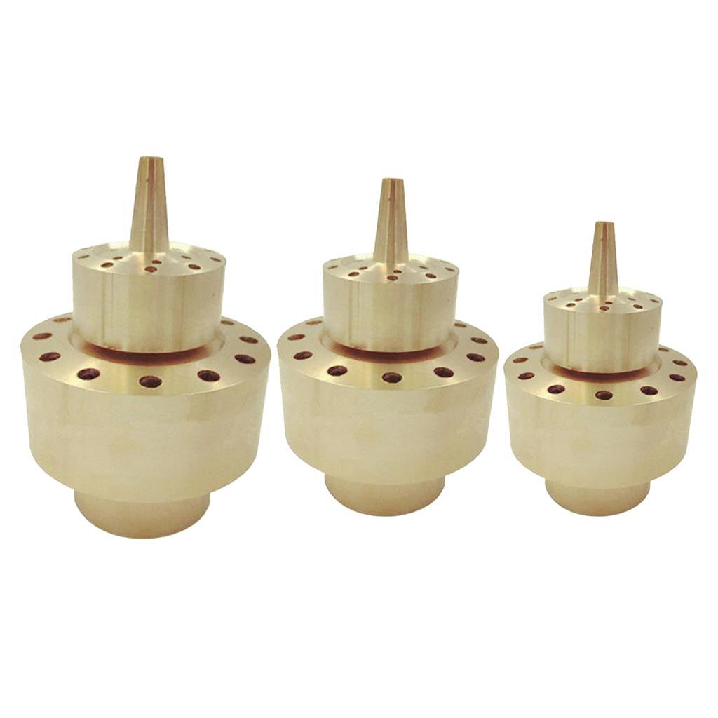 3Pcs Brass 2-Layer Column Fountain Nozzle Set Sprinkler Sprink Spray Pond