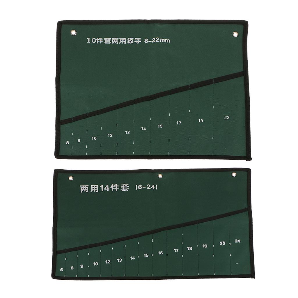 2 Pcs Pocket Canvas Spanner Wrench Tool Roll Up Storage Bags Organizer Case