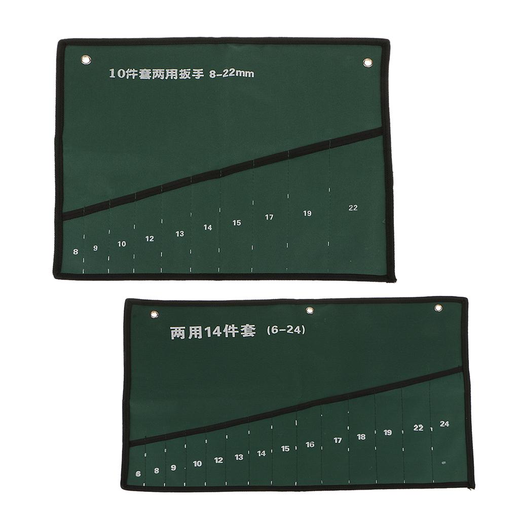2 Pcs Pocket Canvas Spanner Wrench Tool Roll Up Storage Bags Organizer Case