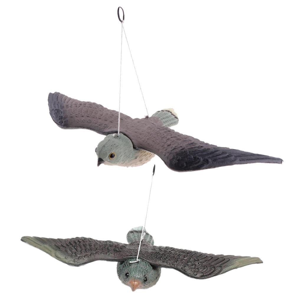 2Pcs Realistic Flying Bird Hawk Decoy Pigeon Crow Scarecrow Hunting Scarer